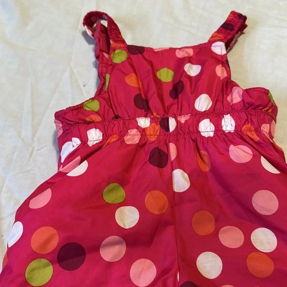Osh Kosh Pink polka dotted snow overalls 18 months  sledding outdoors - Picture 5 of 6